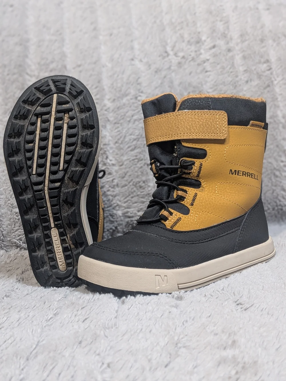 Merrell Kids' Black and Tan Insulated Snow Boots